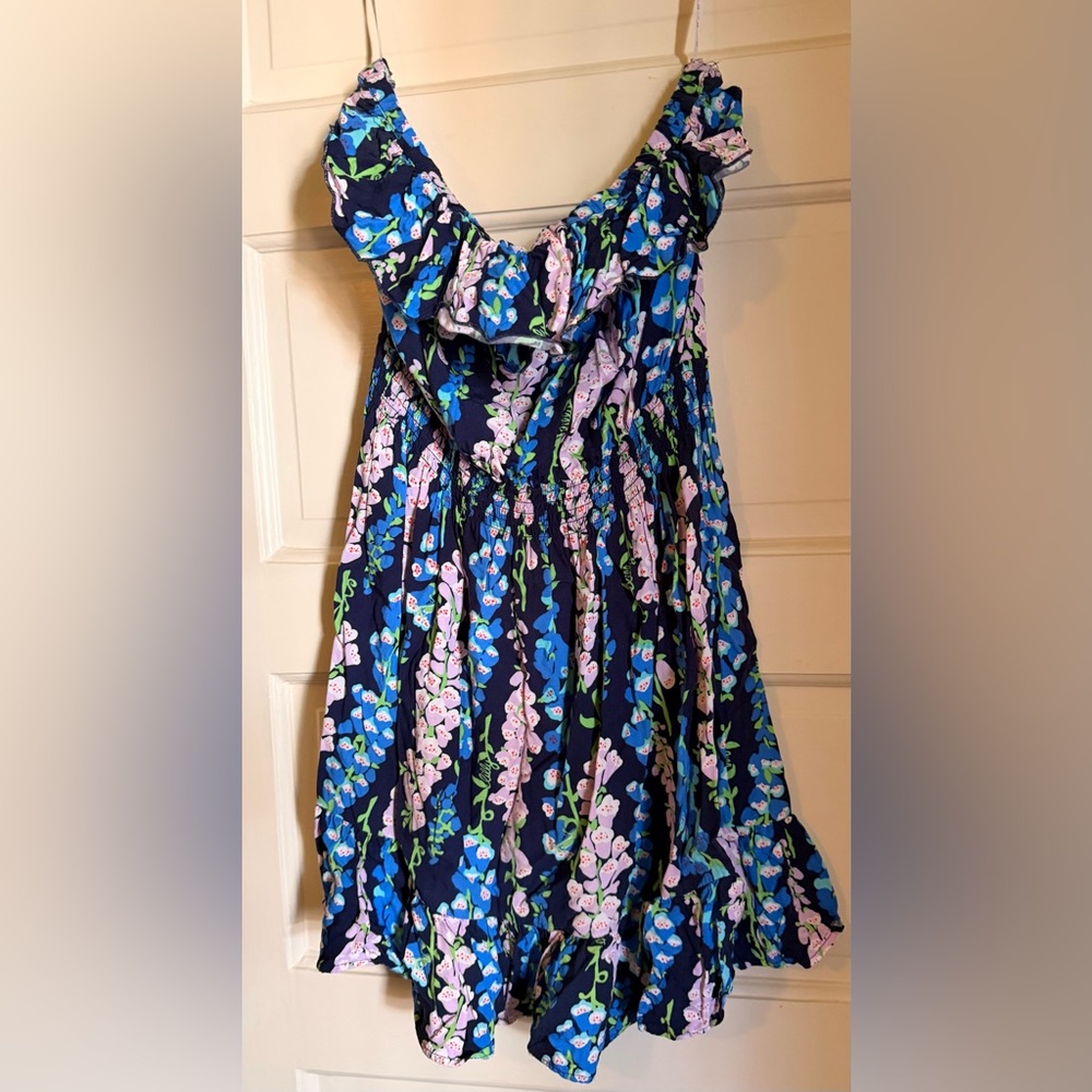 Lilly Pulitzer Strapless Floral Ruffle Women’s Dress - Blue and Pink